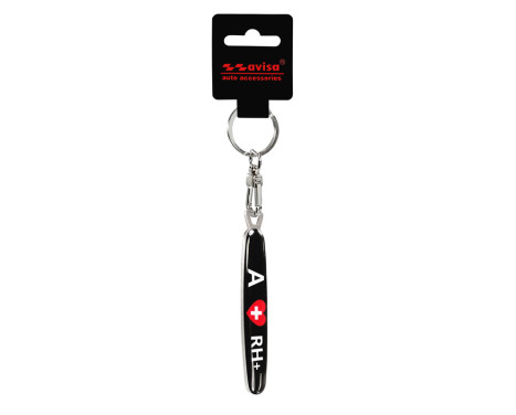 Stainless steel keyring - 'Blood Type' A RH+, Image 2