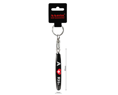 Stainless steel keyring - 'Blood Type' A RH+, Image 3