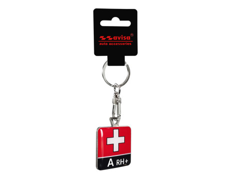 Stainless steel keyring - 'Blood Type' A RH+, Image 2