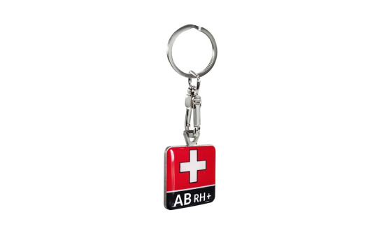 Stainless steel keyring - 'Blood Type' AB RH+