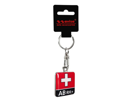 Stainless steel keyring - 'Blood Type' AB RH+, Image 2