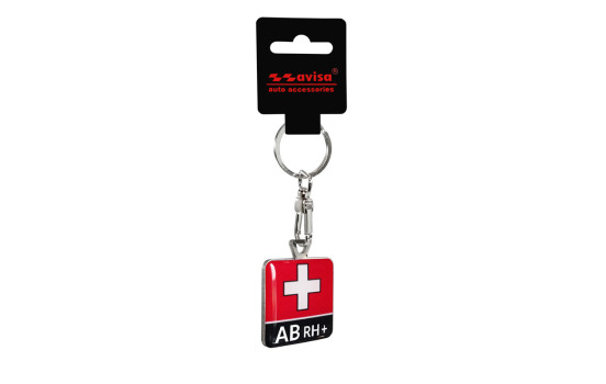 Stainless steel keyring - 'Blood Type' AB RH+, Image 2