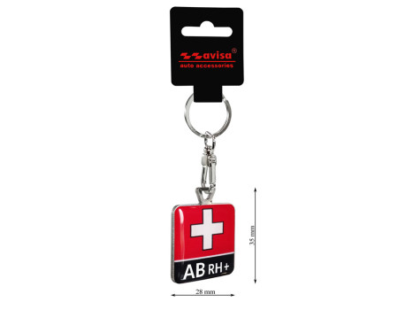Stainless steel keyring - 'Blood Type' AB RH+, Image 3