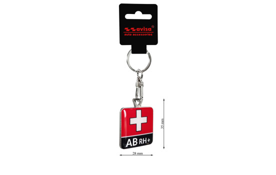 Stainless steel keyring - 'Blood Type' AB RH+, Image 3