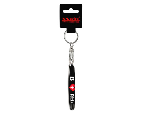 Stainless steel keyring - 'Blood Type' B RH+, Image 2