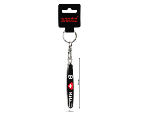Stainless steel keyring - 'Blood Type' B RH+, Image 3
