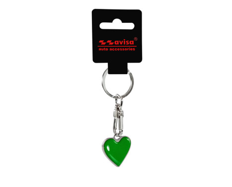 Stainless steel keyring - 'Heart' Green, Image 2