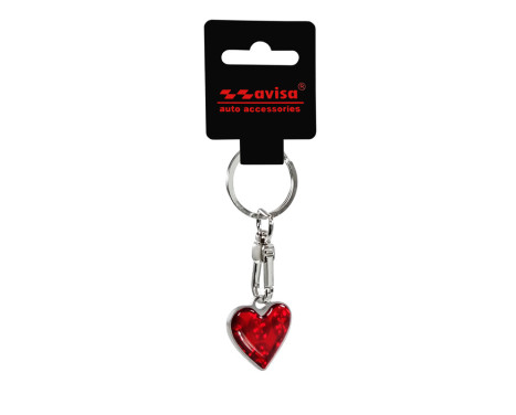 Stainless steel keyring - 'Heart' Red, Image 2
