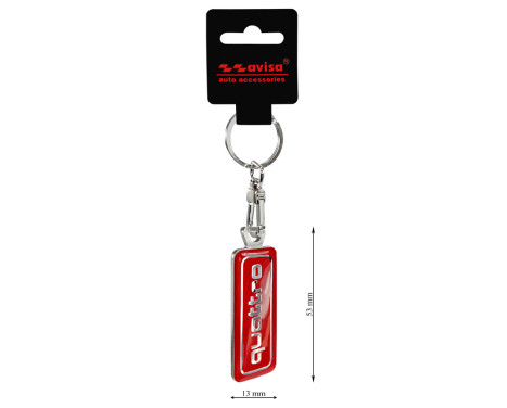 Stainless steel keyring - 'Quattro' Red, Image 3