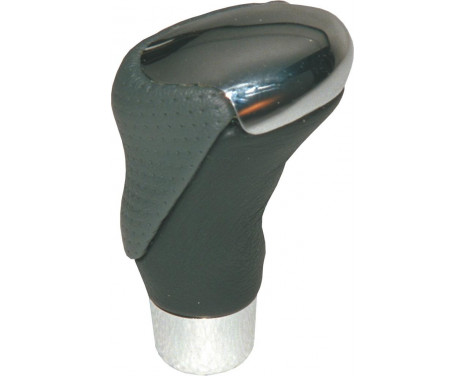 Gear knob chrome/black-grey leather