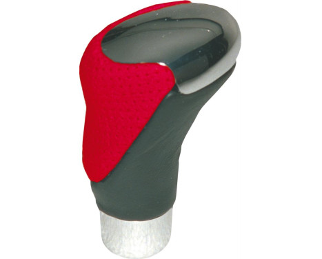 Gear knob chrome/black-red leather