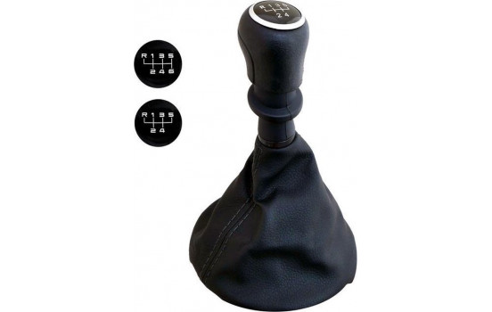 Simoni Racing Gear Shift Knob OEM Volkswagen Transporter T5/T6 - Black Leather + 2 Shift Patterns