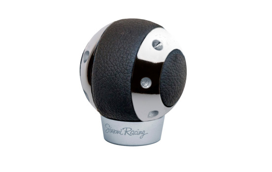 Simoni Racing Gear Shift Knob SPR - Black Leather + Chrome