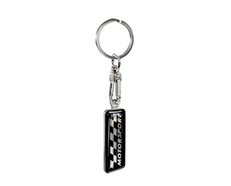 Stainless steel keyring - 'Motorsport' Black