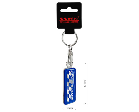 Stainless steel keyring - 'Motorsport' Blue, Image 3