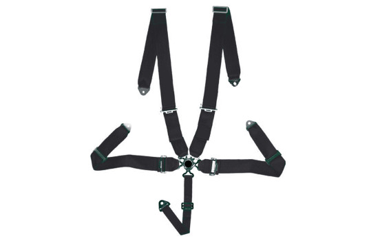 Racing Sport Belt 5-Point Black + Quick Release + E-mark (3-inch)
