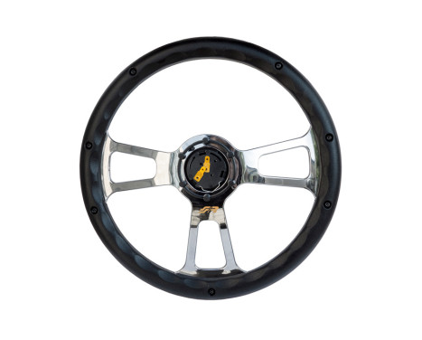 Simoni Racing Sports steering wheel Sella 350mm - Wood-Look/Black PU + Chrome spokes, Image 3