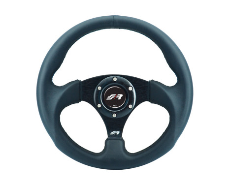 Simoni Racing Universal Sports Steering Wheel 'Rolle' - Black Eco-Leather - Diameter 300mm