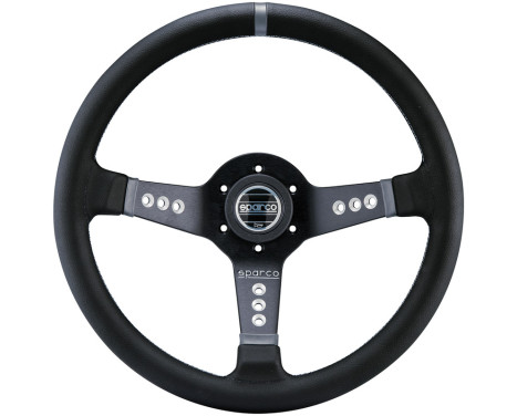 Sparco Universal Sport Steering Wheel 'L777 Piuma' - Black Leather - Diameter 350mm, Image 2