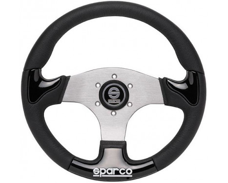 Sparco Universal Sport Steering Wheel 'P222' - Black / Aluminum - Diameter 345mm