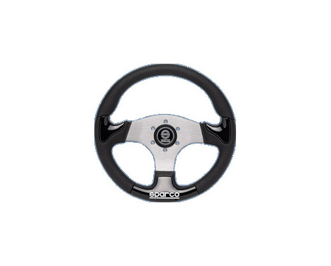 Sparco Universal Sport Steering Wheel 'P222' - Black / Aluminum - Diameter 345mm, Image 2
