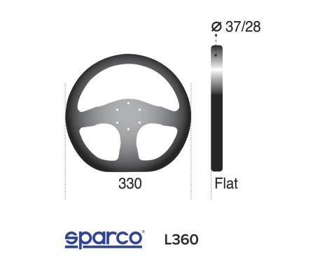 Sparco Universal Sports steering wheel 'L360 Flat' - Black Leather - Diameter 330mm, Image 2