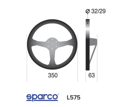 Sparco Universal Sports steering wheel 'L575 Monza' - Black Suede - Diameter 350mm, Image 2