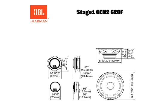 JBL Stage 1 Gen 2 62CF - Conjunto de altavoces bidireccionales de 6,5'' (16,5 cm) y 640 W/80 W RMS, Imagen 4