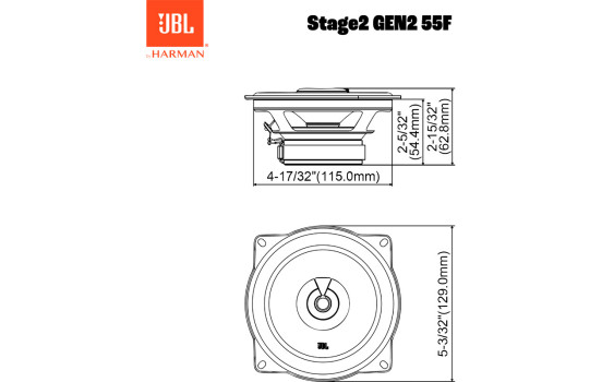 JBL Stage 2 Gen 2 55F - Juego de altavoces bidireccionales de 5,25'' (13 cm) y 400 W/50 W RMS (sin rejilla), Imagen 4