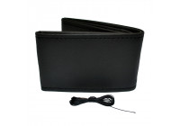 Funda de volante universal Classic - Piel PVC negra + Costuras negras (cierre con cordones)