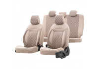 Juego de fundas de asiento otoM de cuero/terciopelo 'Comfortline VIP' - Crema - 11 piezas