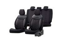 Juego de fundas de asiento otoM de cuero/terciopelo 'Comfortline VIP' - Negro - 11 piezas