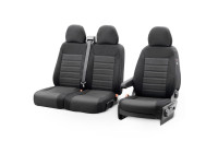 Juego de fundas de asiento de tela de diseño original 2+1 aptas para Volkswagen T6 2015-2022 (con reposabrazos en el ci