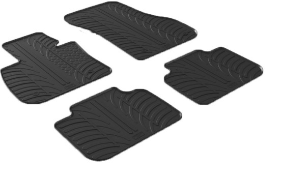 Alfombrillas de goma compatibles con BMW X1 F48 2015- (diseño T, 4 piezas + clips de montaje)