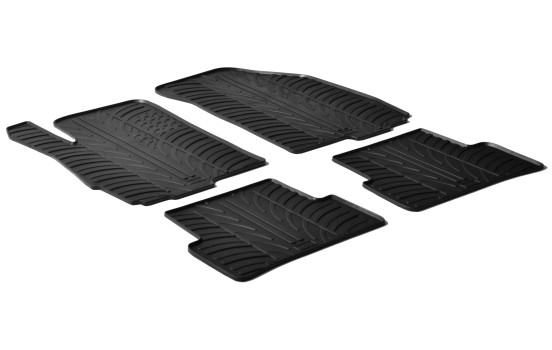 Alfombrillas de goma compatibles con Chevrolet Aveo 2011- (Diseño T, 4 piezas + clips de montaje)