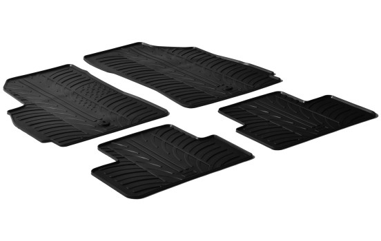 Alfombrillas de goma compatibles con Chevrolet Orlando 2010- (T-Design 4 piezas + clips de montaje)