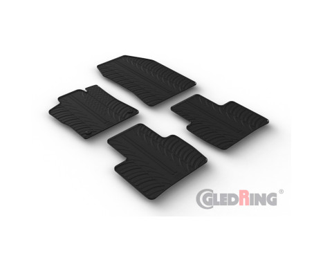 Alfombrillas de goma compatibles con Citroën C5 X 2021- (perfil en T de 4 piezas + clips de montaje)