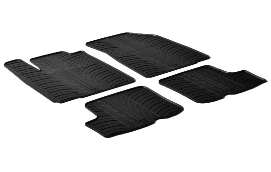 Alfombrillas de goma compatibles con Dacia Sandero 2008- (T-Design 4 piezas + clips de montaje)