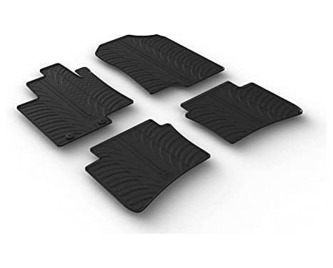 Alfombrillas de goma compatibles con Hyundai Bayon 2021- (T-Design 4 piezas + clips de montaje)