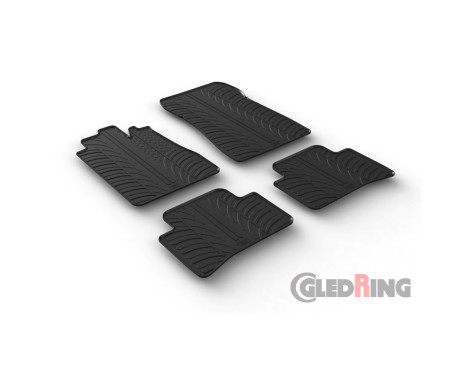 Alfombrillas de goma compatibles con Mercedes Clase C W202 1993-2000 (diseño T, 4 piezas + clips de montaje)