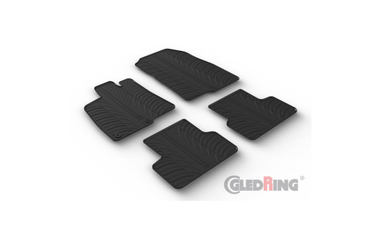 Alfombrillas de goma compatibles con Peugeot 3008 III Hybrid 2024- (perfil en T de 4 piezas + clips de montaje)