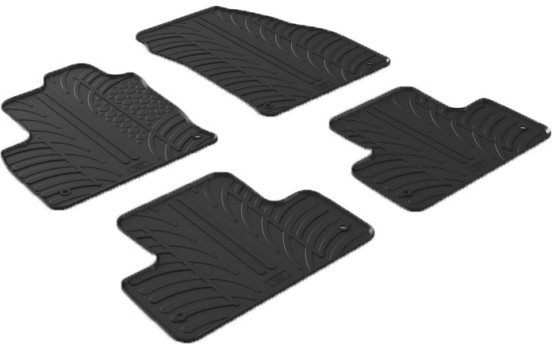 Alfombrillas de goma compatibles con Range Rover Evoque 2011- (diseño T, 4 piezas + clips de montaje)