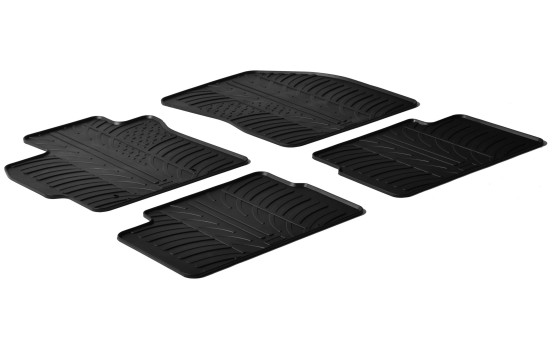 Alfombrillas de goma compatibles con Toyota Auris 2007- (Diseño T, 4 piezas + clips de montaje)