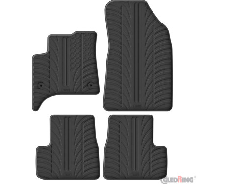 Alfombrillas de goma Gledring compatibles con Fiat Grande Panda MHEV 2025- (perfil en T de 4 piezas + clips de montaje)
