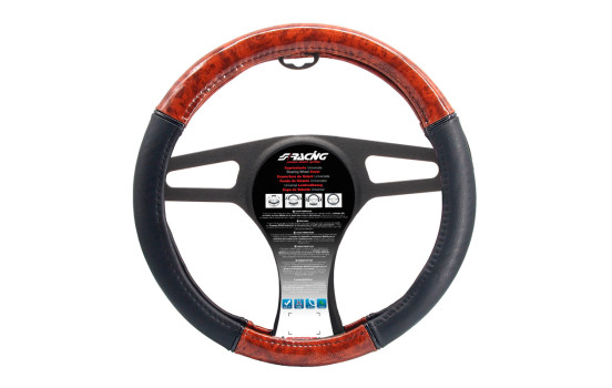 Funda de volante Simoni Racing de madera y ecopiel negra (37-39 cm)