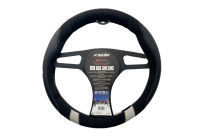 Funda de volante Simoni Racing Good Vibe G - 37-39 cm - Piel sintética negra, microfibra, efecto carbono, gris