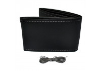 Funda de volante universal Classic - Piel PVC negra + Costuras grises (cierre con cordones)
