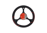 Funda para volante Carpoint de piel sintética con detalles en negro y rojo (37-39 cm)