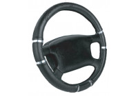 Funda para volante Simoni Racing de piel sintética negra/cromada