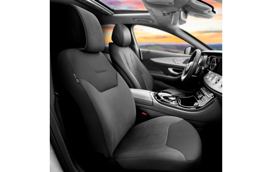 Funda protectora universal para asiento de mecánico, exclusiva, de ante y cuero negro (1 pieza)